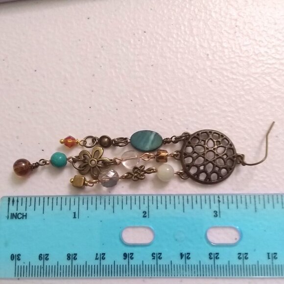 Handmade!!! Extra Long Chandelier Earrings! Loaded w. Beads Crystals Connectors - Picture 11 of 12